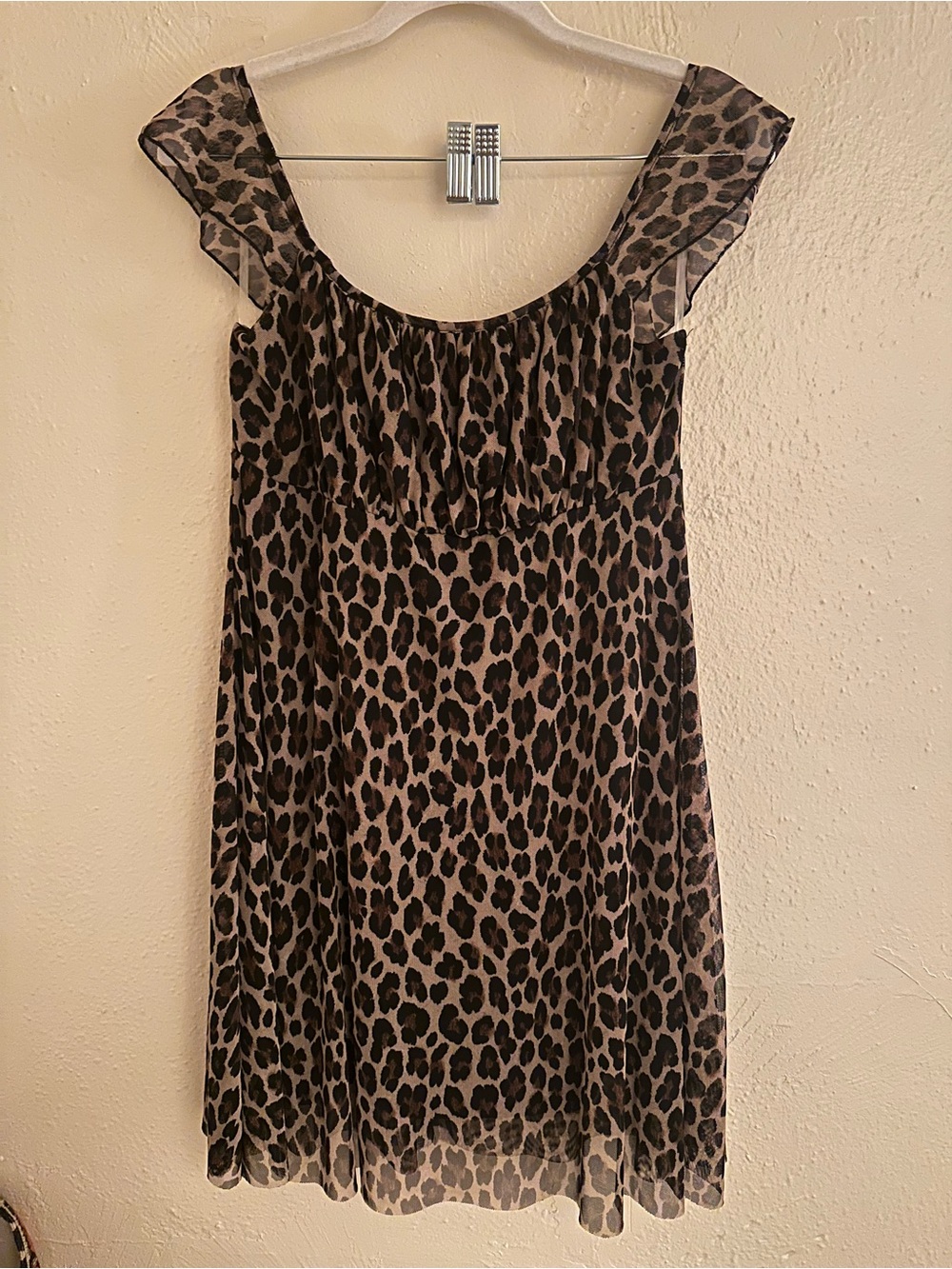 See You Monday Leopard Print Mini Dress in Black and Brown NWOT